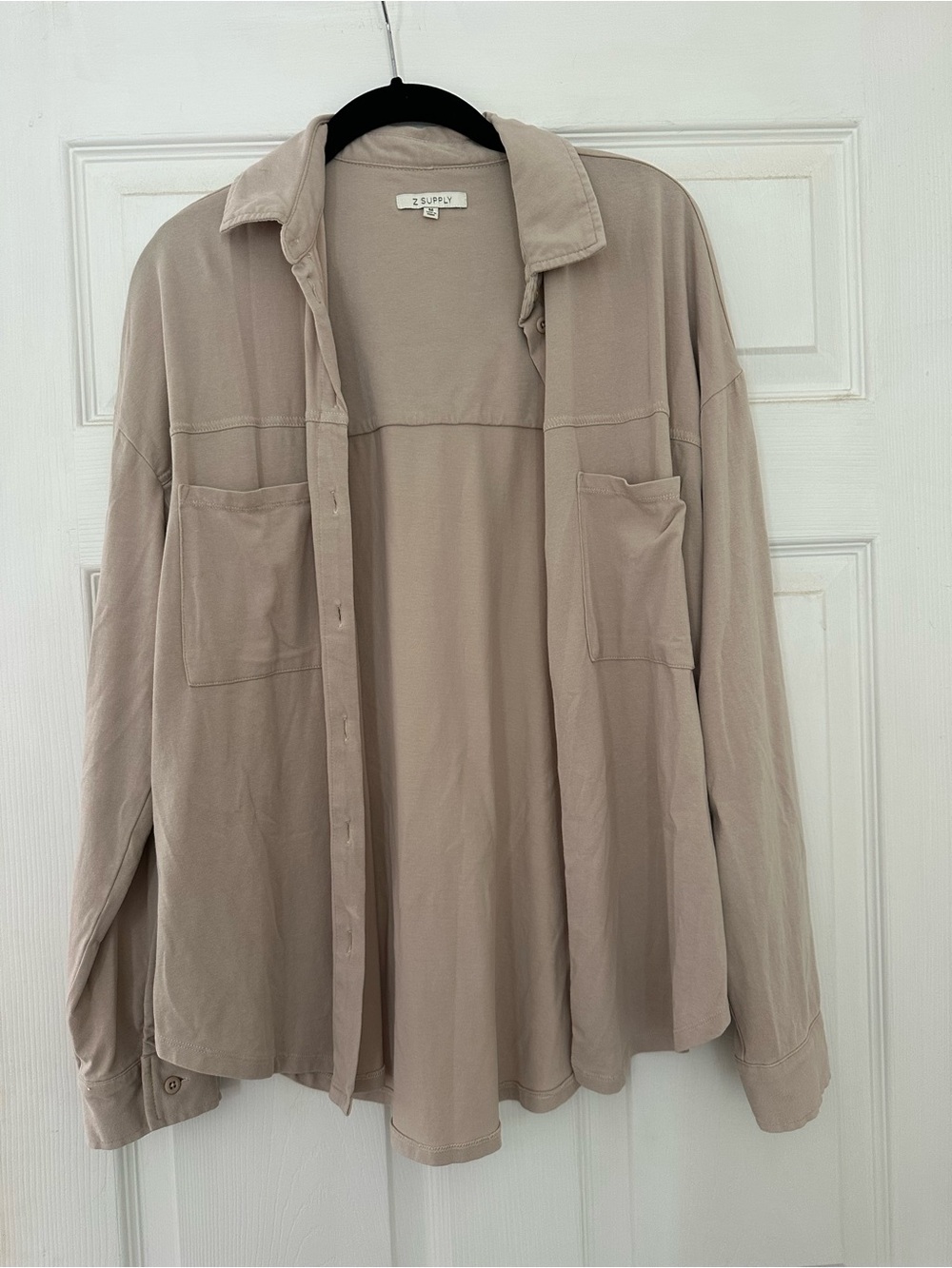 Z Supply Button-Down Shirt in Taupe Beige